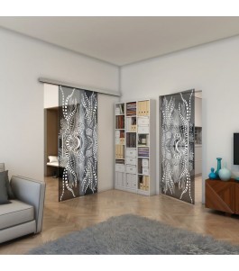 Pendeltür - Fineprint Model 039 Weiss auf Grauglas