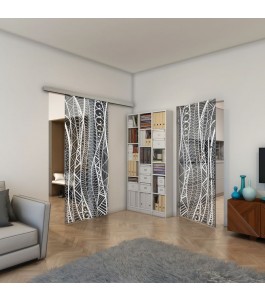 Pendeltür - Fineprint Model 040 Weiss auf Grauglas