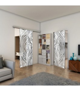 Pendeltür - Fineprint Model 074 Weiss auf Grauglas