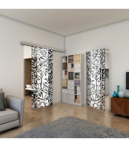 Pendeltür - Fineprint Model 094 Weiss auf Grauglas