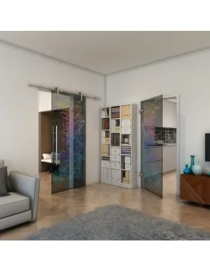 Ganzglastür - Fineprint Model 082 Verlauf auf Grauglas