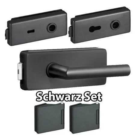 Glastürbeschlag DANIEL Schwarz-SET - Edelstahl