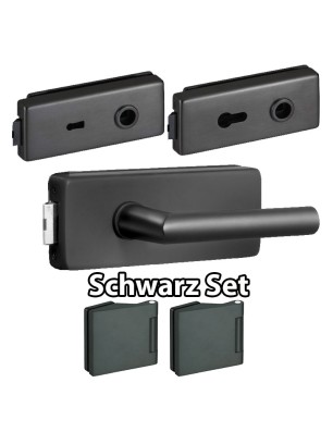 Glastürbeschlag DANIEL Schwarz-SET - Edelstahl