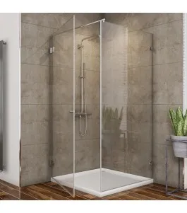 Eck-Duschkabine Borba 01 - aussenöffnend - Chrom - Klarglas