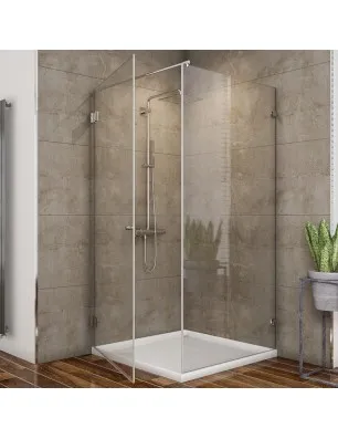 Eck-Duschkabine Borba 01 - aussenöffnend - Chrom - Klarglas