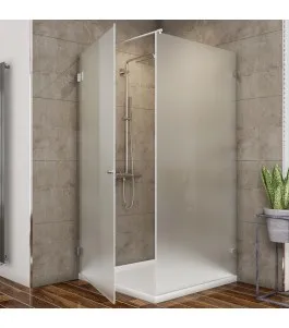 Eck-Duschkabine Borba 01 - aussenöffnend - Chrom - Satino