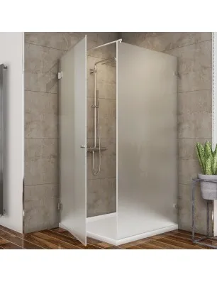 Eck-Duschkabine Borba 01 - aussenöffnend - Chrom - Satino