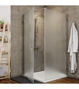 Eck-Duschkabine Bela 01 - Pendelband - Chrom - Satino