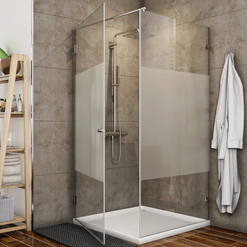 Eck-Duschkabine Bela-01 - Pendelband - Chrom - Blinds