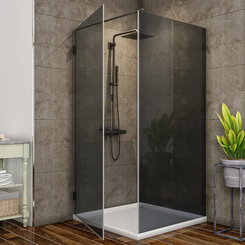 Eck-Duschkabine Bias-01 - Pendelband - Schwarz - Grauglas Eck-Duschkabine Bias-01 - Pendelband - Schwarz - Grauglas