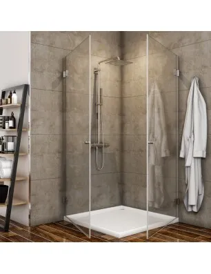 Eck-Duschkabine Borba 02 - aussenöffnend - Chrom - Klarglas