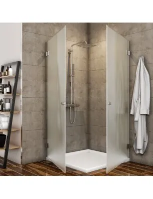 Eck-Duschkabine Borba 02 - aussenöffnend - Chrom - Satino