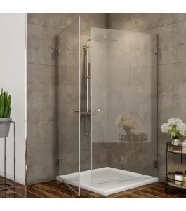 Eck-Duschkabine Bela 02 - Pendelband - Chrom - Klarglas