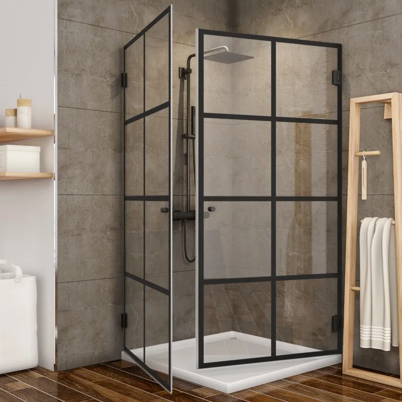 Eck-Duschkabine Bias-02 - Pendelband - Schwarz - Loft 2 Eck-Duschkabine Bias-02 - Pendelband - Schwarz - Loft 2