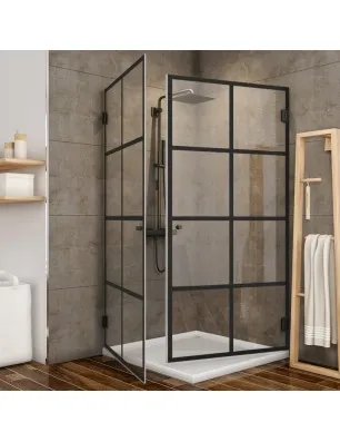 Eck-Duschkabine Bias 02 - Pendelband - Schwarz - Loft 2