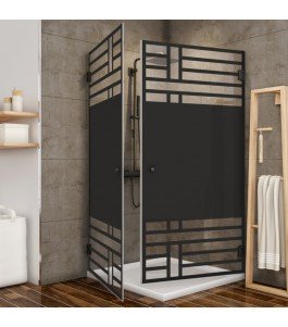 Eck-Duschkabine Bias 02 - Pendelband - Schwarz - Loft 5