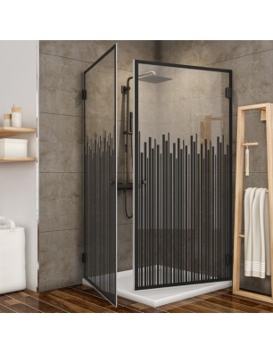 Eck-Duschkabine Bias 02 - Pendelband - Schwarz - Loft 6