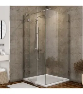 Eck-Duschkabine Borba 05 - aussenöffnend - Chrom - Klarglas