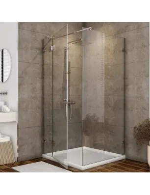 Eck-Duschkabine Borba 05 - aussenöffnend - Chrom - Klarglas