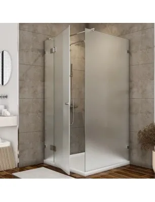 Eck-Duschkabine Borba 05 - aussenöffnend - Chrom - Satino