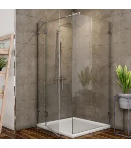 Eck-Duschkabine Bela 05 - Pendelband - Chrom - Klarglas