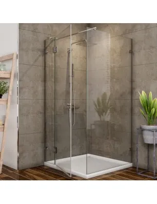 Eck-Duschkabine Bela 05 - Pendelband - Chrom - Klarglas