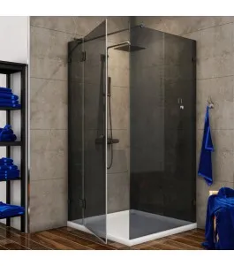 Eck-Duschkabine Bias 05 - Pendelband - Schwarz - Grauglas