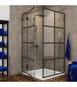 Eck-Duschkabine Bias 05 - Pendelband - Schwarz - Loft 2