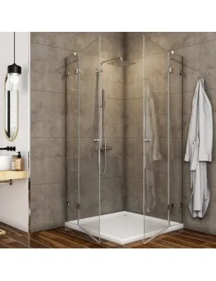 Eck-Duschkabine Borba 06 - aussenöffnend - Chrom - Klarglas
