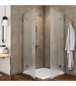 Eck-Duschkabine Borba 06 - aussenöffnend - Chrom - Satino