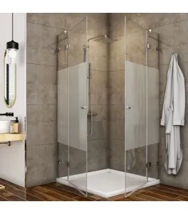 Eck-Duschkabine Borba 06 - aussenöffnend - Chrom - Blinds