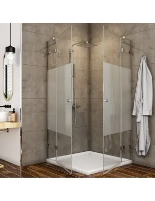 Eck-Duschkabine Borba 06 - aussenöffnend - Chrom - Blinds
