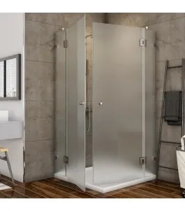 Eck-Duschkabine Bela 06 - Pendelband - Chrom - Satino