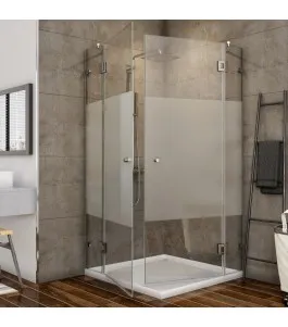 Eck-Duschkabine Bela 06 - Pendelband - Chrom - Blinds