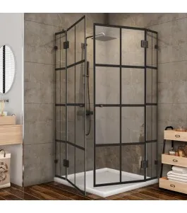 Eck-Duschkabine Bias 06 - Pendelband - Schwarz - Loft 2