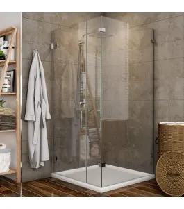 Eck-Duschkabine Borba 07 - aussenöffnend - Chrom - Klarglas