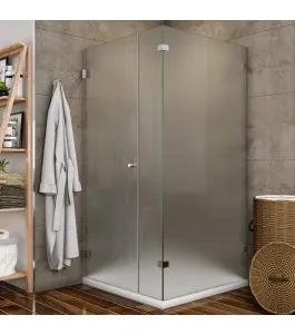 Eck-Duschkabine Borba 07 - aussenöffnend - Chrom - Satino