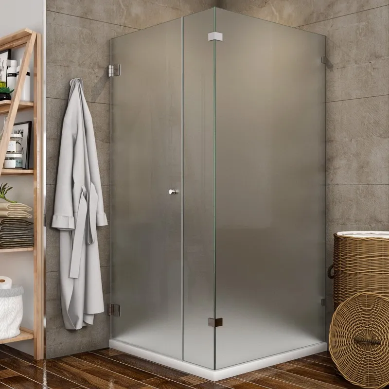 Eck-Duschkabine Borba-07 - aussenöffnend - Chrom - Satino