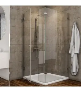 Eck-Duschkabine Bela 07 - Pendelband - Chrom - Klarglas