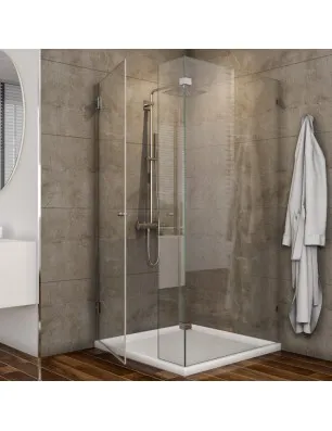 Eck-Duschkabine Bela 07 - Pendelband - Chrom - Klarglas