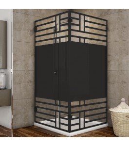 Eck-Duschkabine Bias 07 - Pendelband - Schwarz - Loft 5