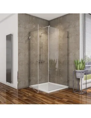 Eck-Duschkabine Borba 01 - aussenöffnend - Chrom - Klarglas