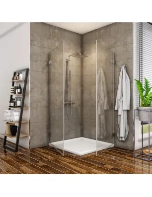 Eck-Duschkabine Borba 02 - aussenöffnend - Chrom - Klarglas