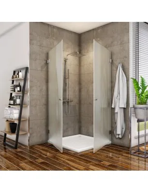 Eck-Duschkabine Borba 02 - aussenöffnend - Chrom - Satino