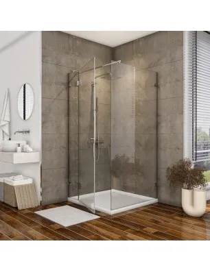 Eck-Duschkabine Borba 05 - aussenöffnend - Chrom - Klarglas