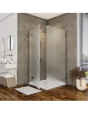 Eck-Duschkabine Borba 05 - aussenöffnend - Chrom - Satino