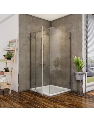 Eck-Duschkabine Bela 05 - Pendelband - Chrom - Klarglas