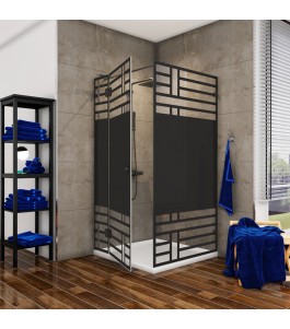 Eck-Duschkabine Bias 05 - Pendelband - Schwarz - Loft 5