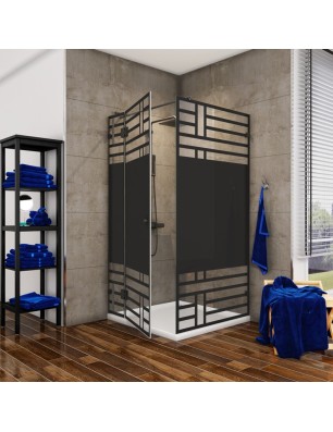 Eck-Duschkabine Bias 05 - Pendelband - Schwarz - Loft 5
