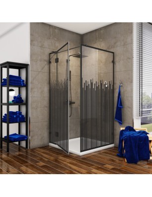 Eck-Duschkabine Bias 05 - Pendelband - Schwarz - Loft 6